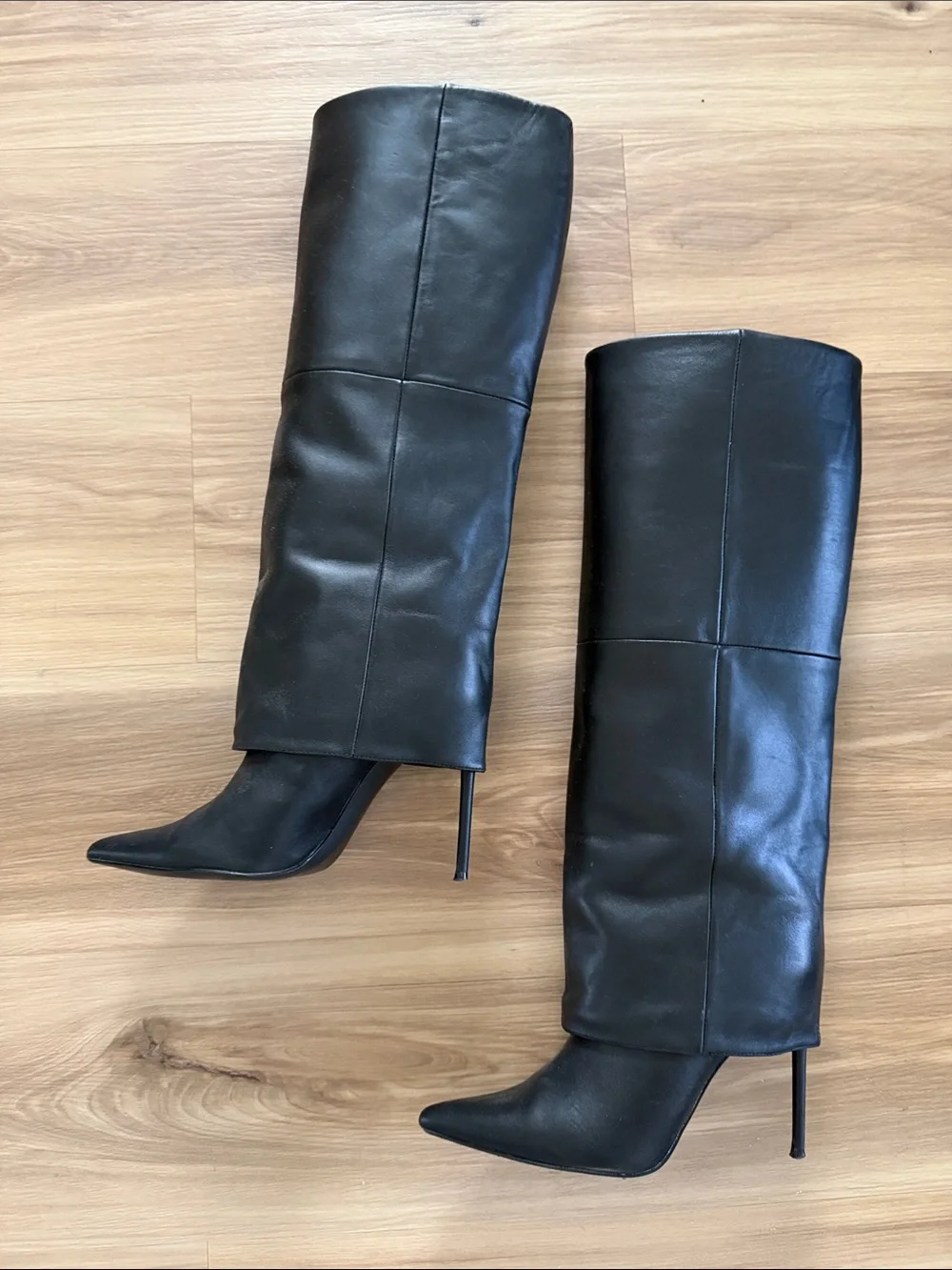 Steve Madden Black Over-the-Knee Pointed-Toe Stiletto Boots